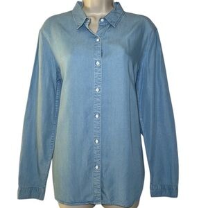 AYR The Clean Shirt Button Down Chambray Blue Size XL